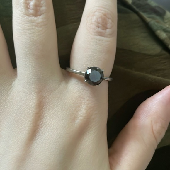 Authentic size 7 Silver 925 black diamond ring 2 carat diamond ring wedding ring